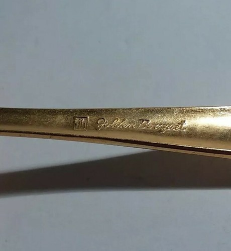 JH Carlyle Golden Bouquet Gravy Ladles 6 3/4 Inch Gold Electroplate Set Of 2