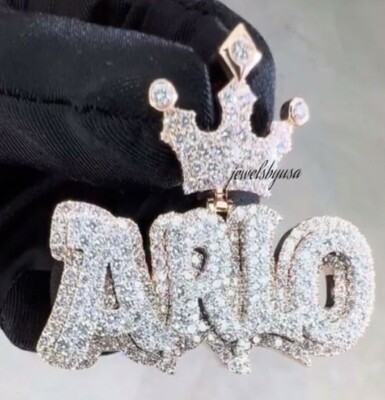 Pre-owned Nsg 0.99 Ct Genuine Moissanite Customization Layered Name Charm Pendant 925 Silver In White