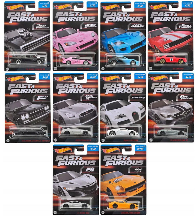 Mattel Hot Wheels Fast & Furious 10 Car Pack Mini Car Set