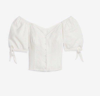 Express Button Up Off The Shoulders Corset Top White Women s Size Small