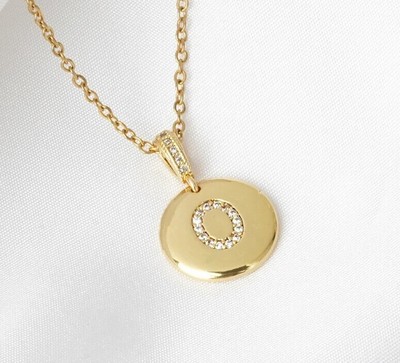 1Ct Round Lab Created Diamond Initial Letter ''O'' Pendant 14k Yellow Gold Plated