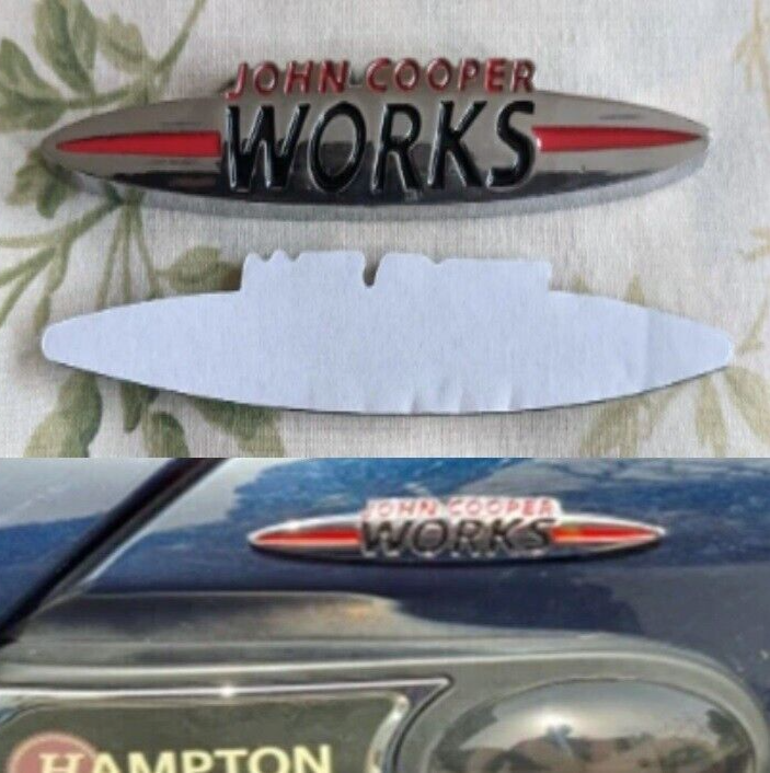 R61 MINI Cooper S JCW John Cooper Works Chrome Silver Red Rear Badge 8.5cm