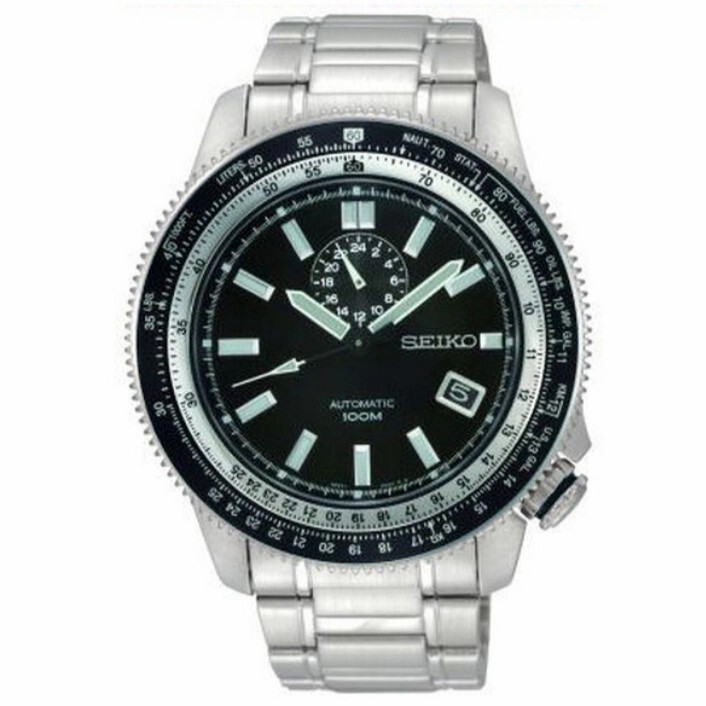 Pre-owned Seiko Ssa005 Automatic Watch Black Dial Steel Bracelet Pilot Superior Lume 100m