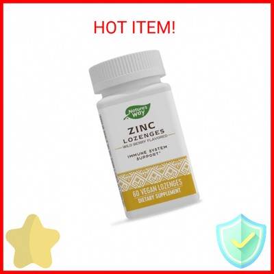 Nature's Way Zinc Lozenges with Vitamin C & Echinacea, Immune Support*, Wild Ber