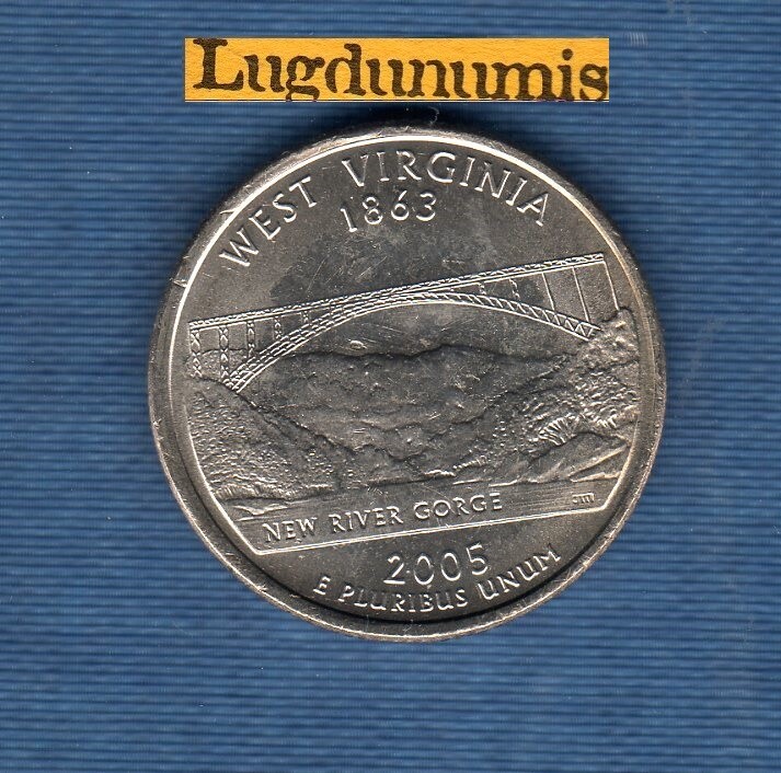 Etats Unis Quarter Dollar 2005 D West Virginia SÃ©Rie Des Etats Neuve Rouleau