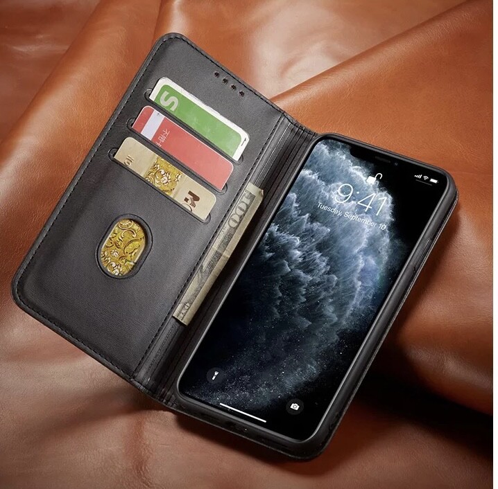 For iPhone 15 14 13 12 11 Plus Pro Max Mini X Leather Magnetic Flip Wallet Case