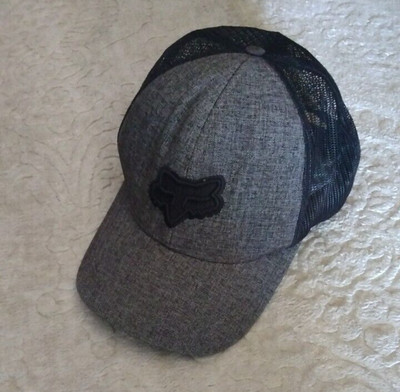 Fox Racing Hat Gray Black Logo Mesh Trucker Cap Snapback Adjustable Style #03906