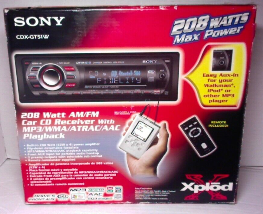 Sony CDX-GT51W 2008 Watt AM/FM Car CD Receiver Sony CDX-GT51W 2008 Watt AM/FM Car CD Receiver