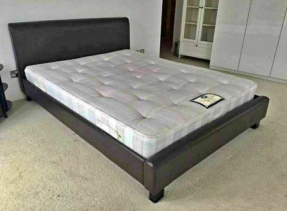OFFER w MEMORY FOAM MATTRESS NEW FAUX LEATHER SINGLESMALL