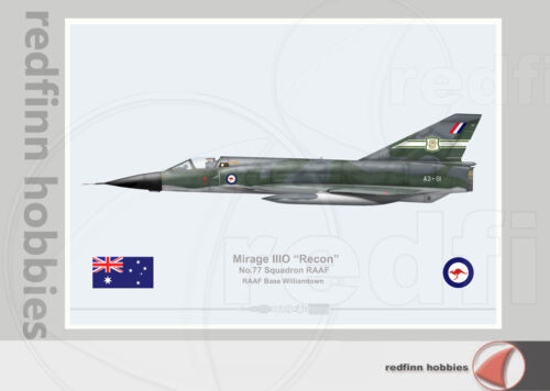 Warhead Illustrated Mirage IIIO Recon RAAF 77Sq Williamtown A3-61 Aircraft Print