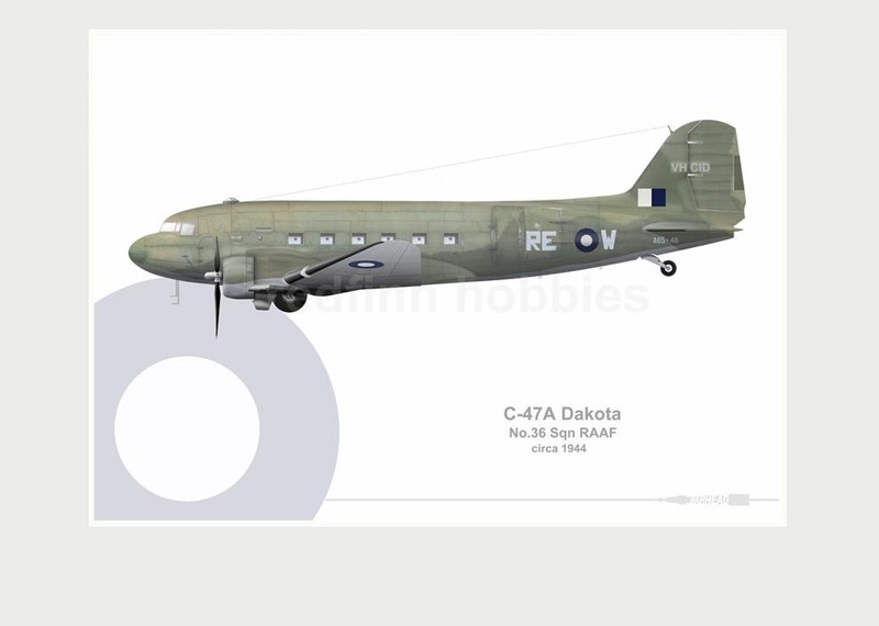 Warhead Illustrated C-47a 36 Sqn Raaf Re-W Aircraft Print