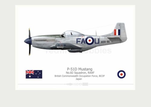 Warhead Illustrated P-51D Mustang 82 Sq RAAF FA-U Aircraft Print 