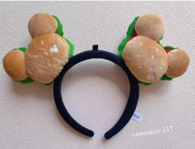 2024 Hot Disney Resort Hamburger Mickey Minnie Mouse Ears Headband