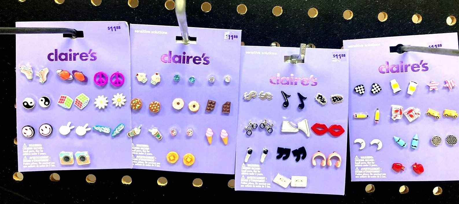 Claire’s Girls 10 Pairs of Stud Earrings Choose School/Music/Sweets/Weekend Fun