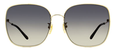 Pre-owned Chloé Chloe Square Sunglasses Ch0170sa 001 Gold/black 61mm In Gray Gradient