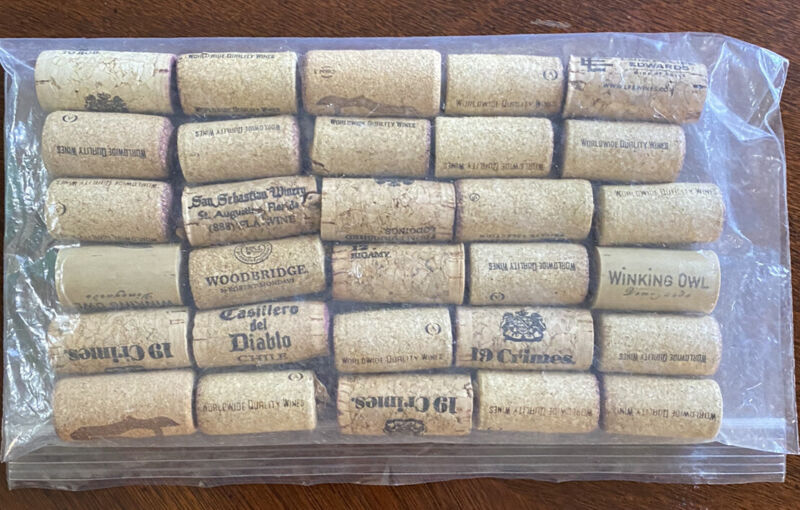 Natural Used Wine Corks Assorted Lots Of 30 - Recycled Corks Free Shipping!!!