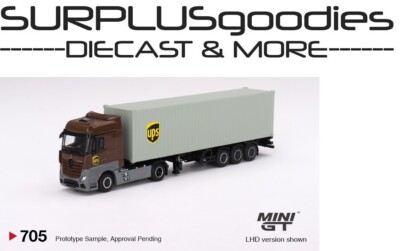 2024 Mini-GT MERCEDES-BENZ ACTROS w/40 ft Container UPS Europe Item #MGT00705-L