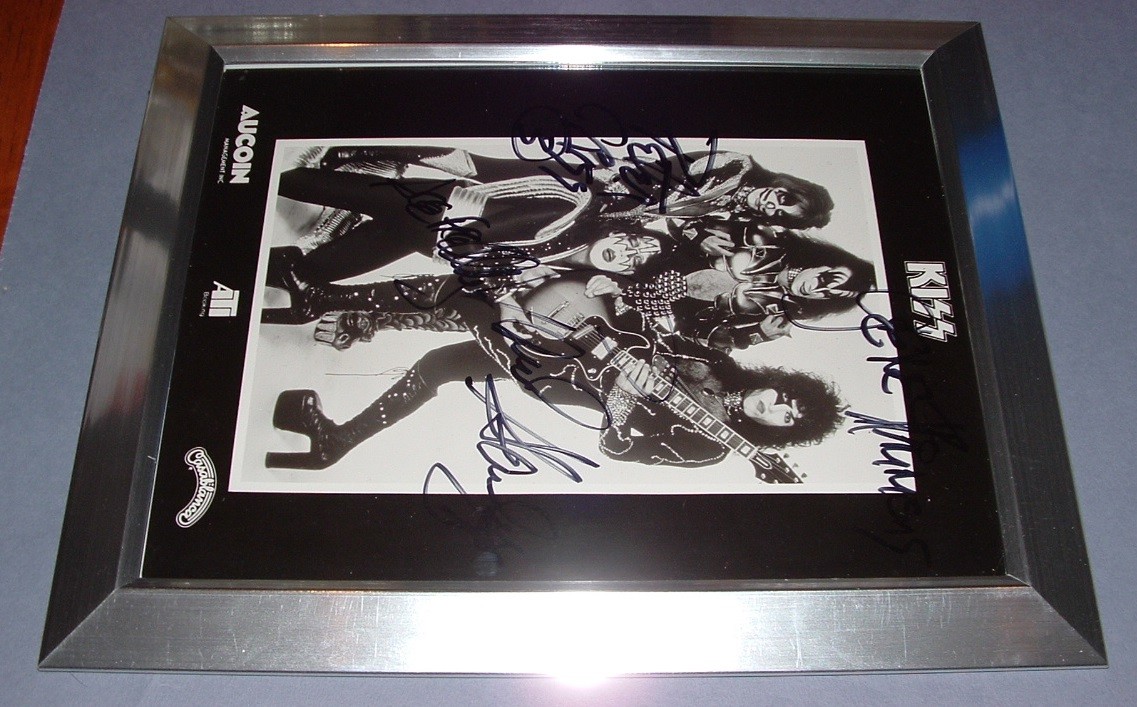 Vintage 1970's KISS Original Band Signed Photo in Frame