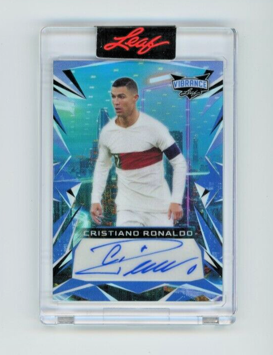 2023 LEAF VIBRANCE CRISTIANO RONALDO BLUE PRIZM AUTO RARE 1/8のeBay公認海外