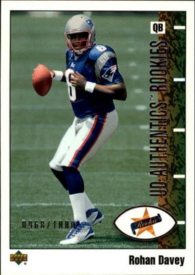 2002 UD Authentics Football Card #119 Rohan Davey Rookie