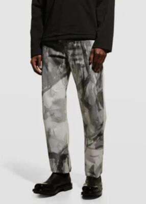 $485 McQ Men's Gray Printed Corduroy Safety Jeans Size 33