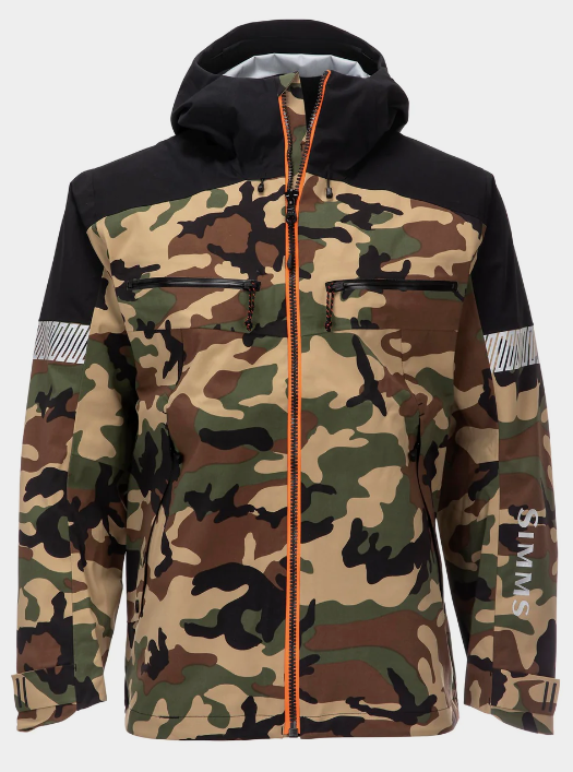 Pre-owned Simms $449  Mens Size Medium 30k Waterproof Woodland Camo Cx Jacket Hood In Multicolor