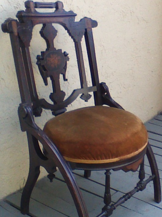 Antique Chair ca1870s by George Jacob Hunzinger Honduras Magohany Italian Inlay