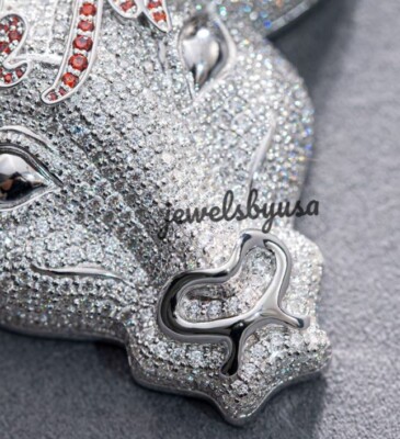 Pre-owned Nsg Customized Men's 3.35ct Cubic Zirconia 3d Face Shape Pendant 925 Silver In White