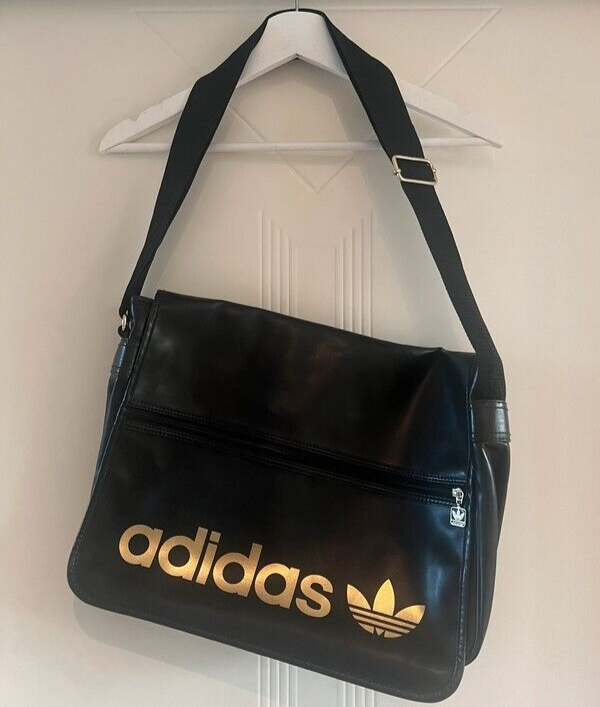 Adidas Originals Messenger Bag Black Gold Trefoil Logo