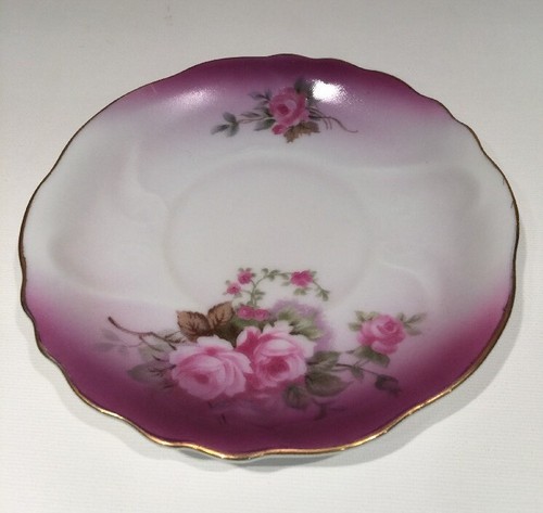 Lefton China Saucer Porcelain Hand Painted # 2758CS Flower Design Collectible