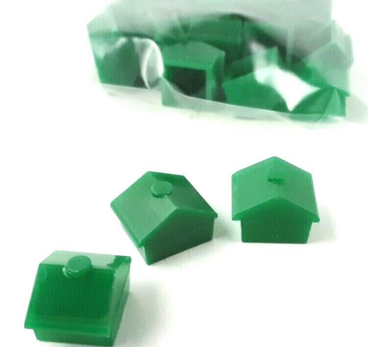 Lot of 20 Vintage Monopoly Green Plastic Houses Replacement Ga...