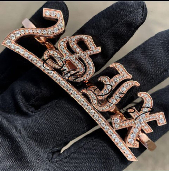 Pre-owned Online0369 2.10ct Round Cubic Zirconia Mens Customized Four Finger Ring Silver Free Stud In White