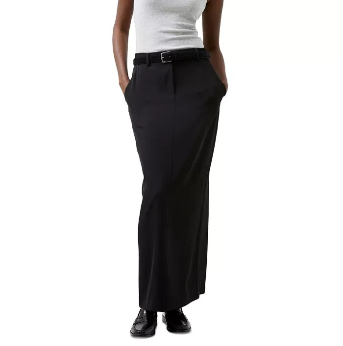French Connection Harry Suiting Maxi Skirt Women's 2 Blackout Hook & Bar Closure - Picture 1 of 17