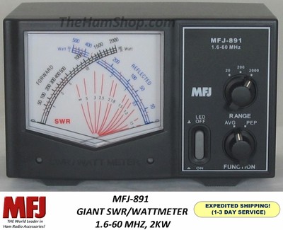 MFJ-891 Giant Cross Needle, Peak Reading, SWR/Wattmeter, 2000 Watts, 1.6-60MHz.. Buy it now for 119.95
