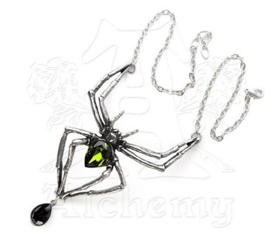 Victorian Alchemy Gothic Pewter Emerald Venom Necklace Cosplay NEW UNUSED