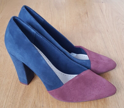 Ladies Clarks Shoes Babble Brook Block Heels Oxblood Suede UK 5.5D Brand NEW