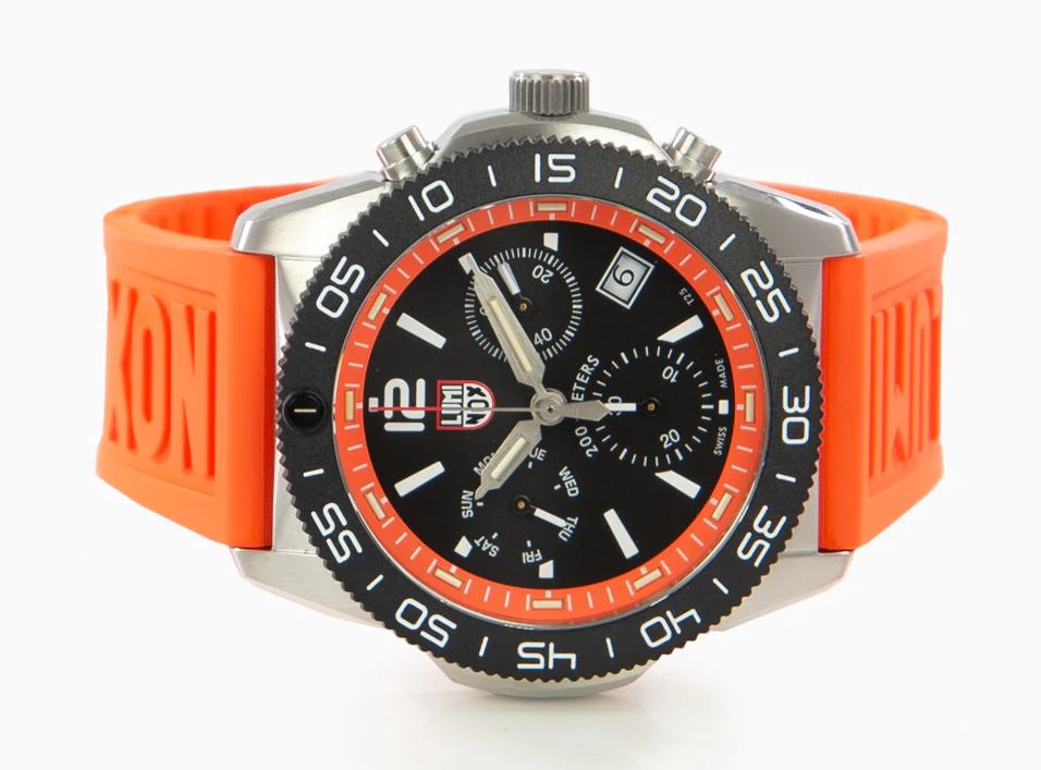 Pre-owned Luminox Pacific Diver Orange Sapphire Black Dial Chronograph Men's Watch Xs.3149