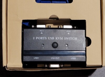 OPEN BOX RYBOZEN 2 PORT KVM SWITCH PC LAPTOP VGA USB SHARE MONITOR