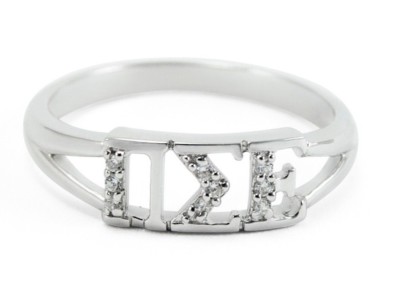 Pi Sigma Epsilon Sterling Silver Ring with Simulated Diamonds, NEW!!***