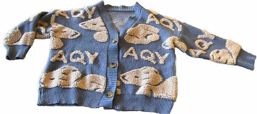 人気★【AQOstudiospace】★AQO BEAR BI-COLOR SUMMER CARDIGA.N Womens Cute Kawaii Bear Cardigan Sweaters Harajuku Cable