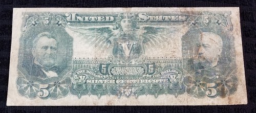 1896 $5 Fr 268 Educational Note Silver Certificate Fine Tillman/Morgan