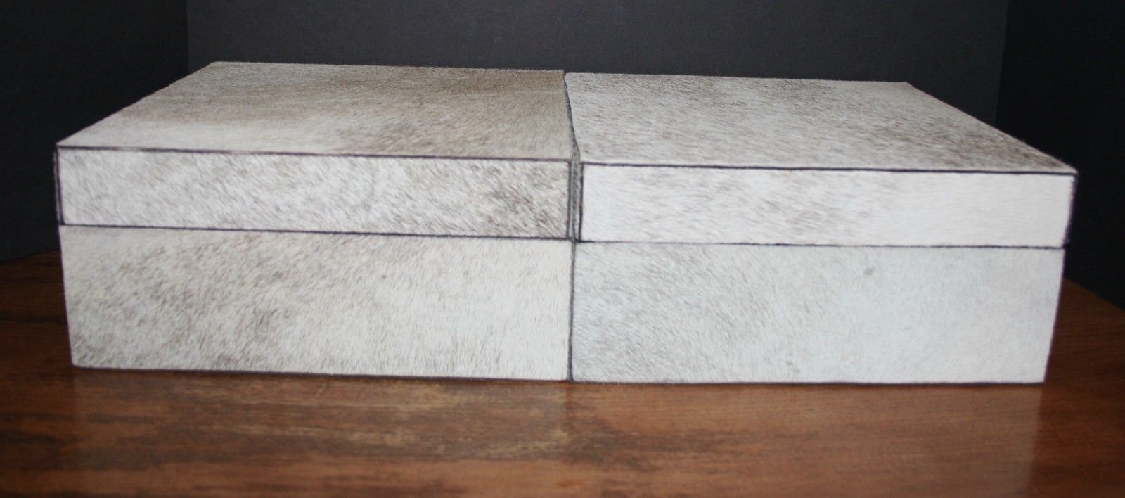 Antelope Hide FUR COVERED STORAGE BOX HAT BOX NM PAIR