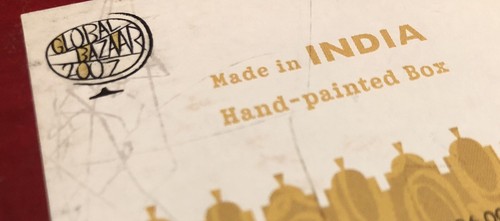 Hand-Painted 2007 Global Bazaar Red Folk Art Patterned Primitive Tiered Box