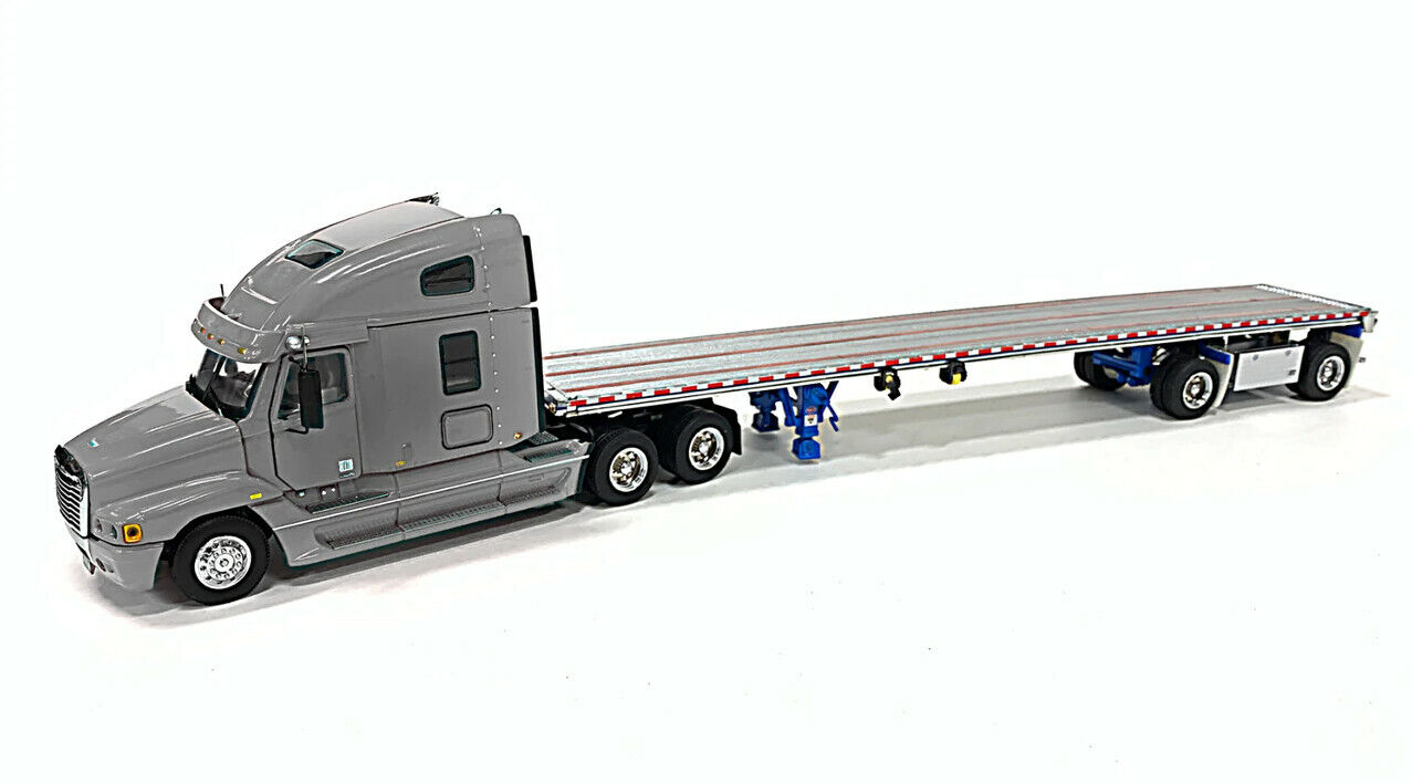 Freightliner Century Truck with East Flatbed Trailer Grey Freightliner Century Truck with East Flatbed Trailer Grey