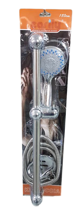 Asta Doccia Saliscendi Asta Cromata Con Tubo Porta Sapone Soffione Round dfh