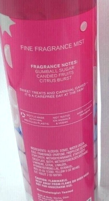 Bath Body Works BUBBLE GUM  Fragrance Mist Spray 8 oz each  2pc Set Pink
