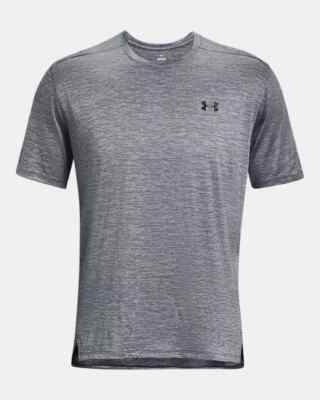 UNDER ARMOUR UA TECH VENT JACQUARD Mens Gray Active Train Crew Neck Tee Loose L