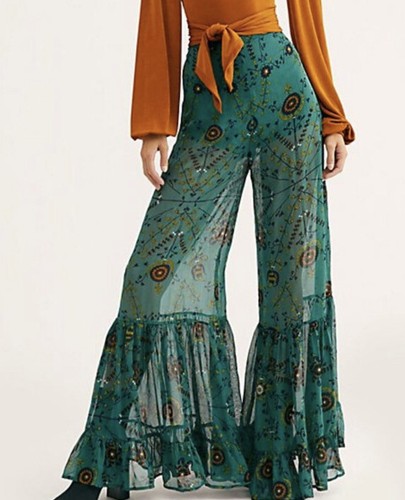Free People Penny Lane Широкие брюки с многоуровневыми оборками и принтом 6
