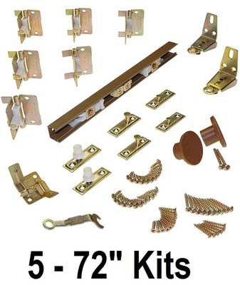 (5) LE Johnson 1700726H 72'' Bi-Fold Door Installation Hardware Sets with Track 