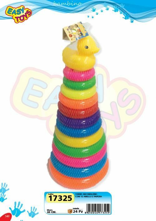Torre Arcobaleno Con 12 Anelli E Papera Giocattolo Gioco Bambini sar